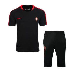 Portugal Short Sleeves Tracksuit Black 2016 2017