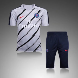 PSG Short Sleeves Tracksuit Grey with Black Stripes 2016 2017