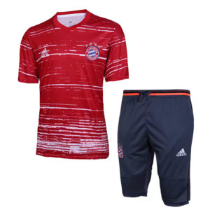 Bayern Short Sleeve Tracksuit Red 2016 2017