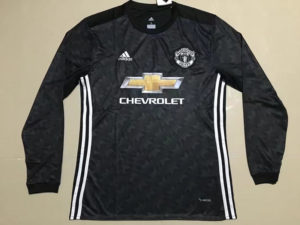 Manchester United Soccer Jersey Away Black 2017 2018 Long Sleeve