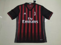 AC Milan Soccer Jersey Home Black and Red 2016 2017