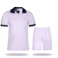 B005 Custom Logo Soccer Jersey Full Kit White with Collar