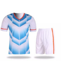 B011 Custom Logo Soccer Jersey Full Kit White and Blue