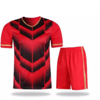 B013 Custom Logo Soccer Jersey Full Kit Red and Black