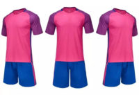 C055 Custom Logo Soccer Jersey Full Kit Pink and Blue