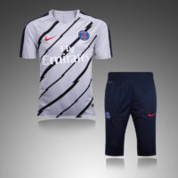 PSG Short Sleeves Tracksuit Grey with Black Stripes 2016 2017