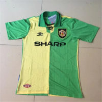 Manchester United Soccer Jersey Retro Green Yellow 92 93